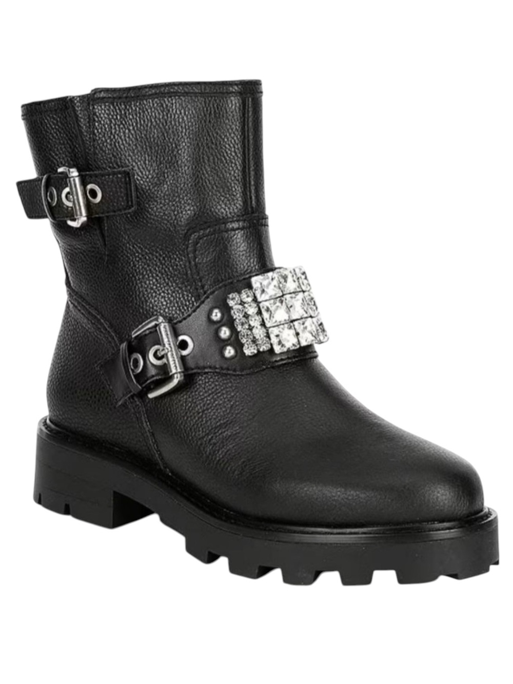 {Karl Lagerfeld Paris} Martina Leather Rhinestone Embellished Ankle Boots